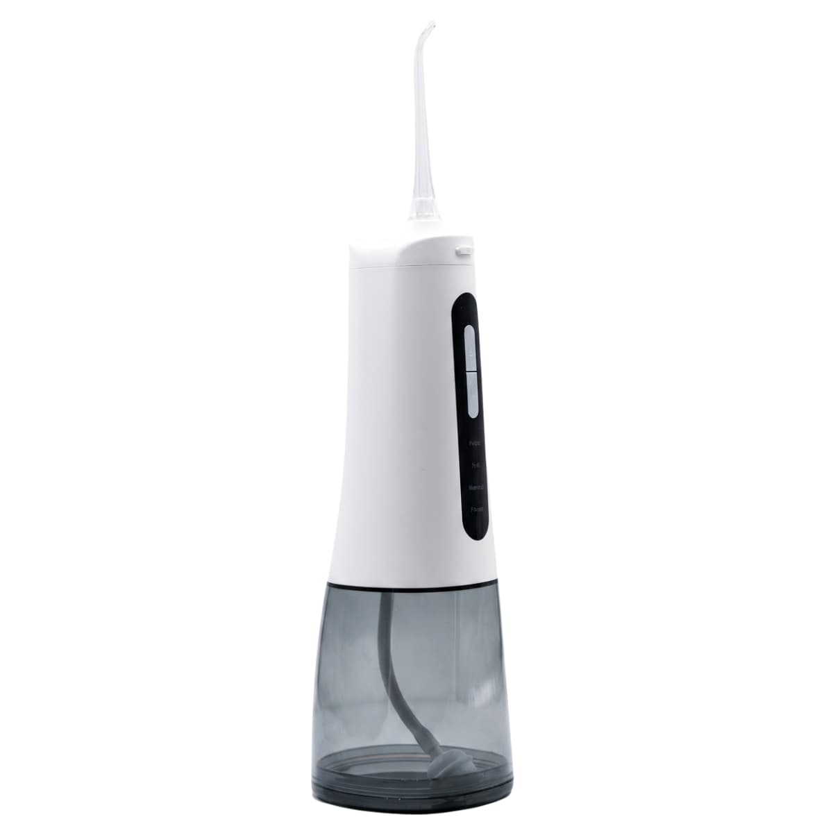 Hydropulseur compact Nomad Integra Flow en utilisation, montrant la puissance du jet d'eau pour le nettoyage interdentaire.