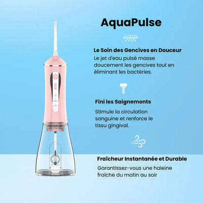 et dentaire de comptoir Nomad AquaPulse rose | Hydropulseur puissant pour l'hygiène interdentaire à domicile.