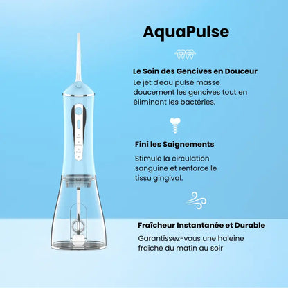 et dentaire de comptoir Nomad AquaPulse bleu | Hydropulseur puissant pour l'hygiène interdentaire à domicile.