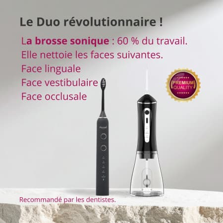 Jet dentaire Nomad nettoyant les faces mésiales et distales pour 40% de propreté interdentaire en plus