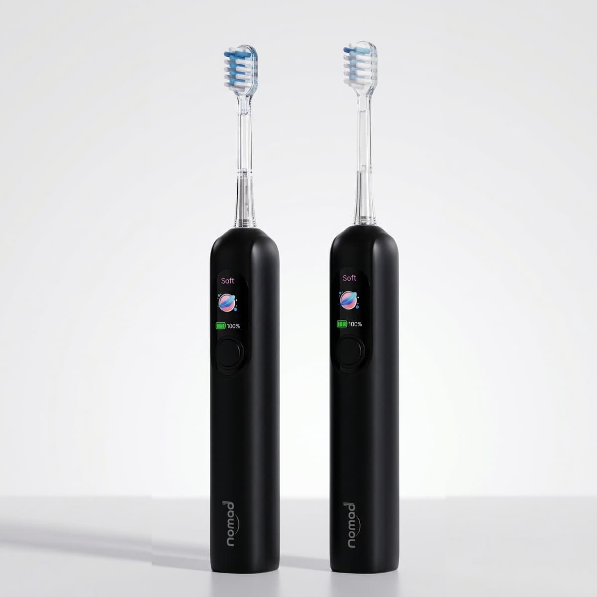 Pack Duo Nomad Black-Black – brosses à dents soniques écologiques, recharge USB-C, 5 modes, marque française.
