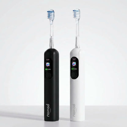 Pack Duo Nomad pearly et black – brosses à dents soniques écologiques, recharge USB-C, 5 modes, marque française.